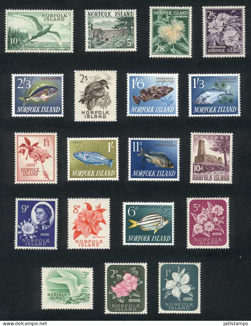 NORFOLK: Yvert 26/44, Birds, Fish And Flowers, Complete Set Of 19 Values, Excellent Quality! - Ile Norfolk