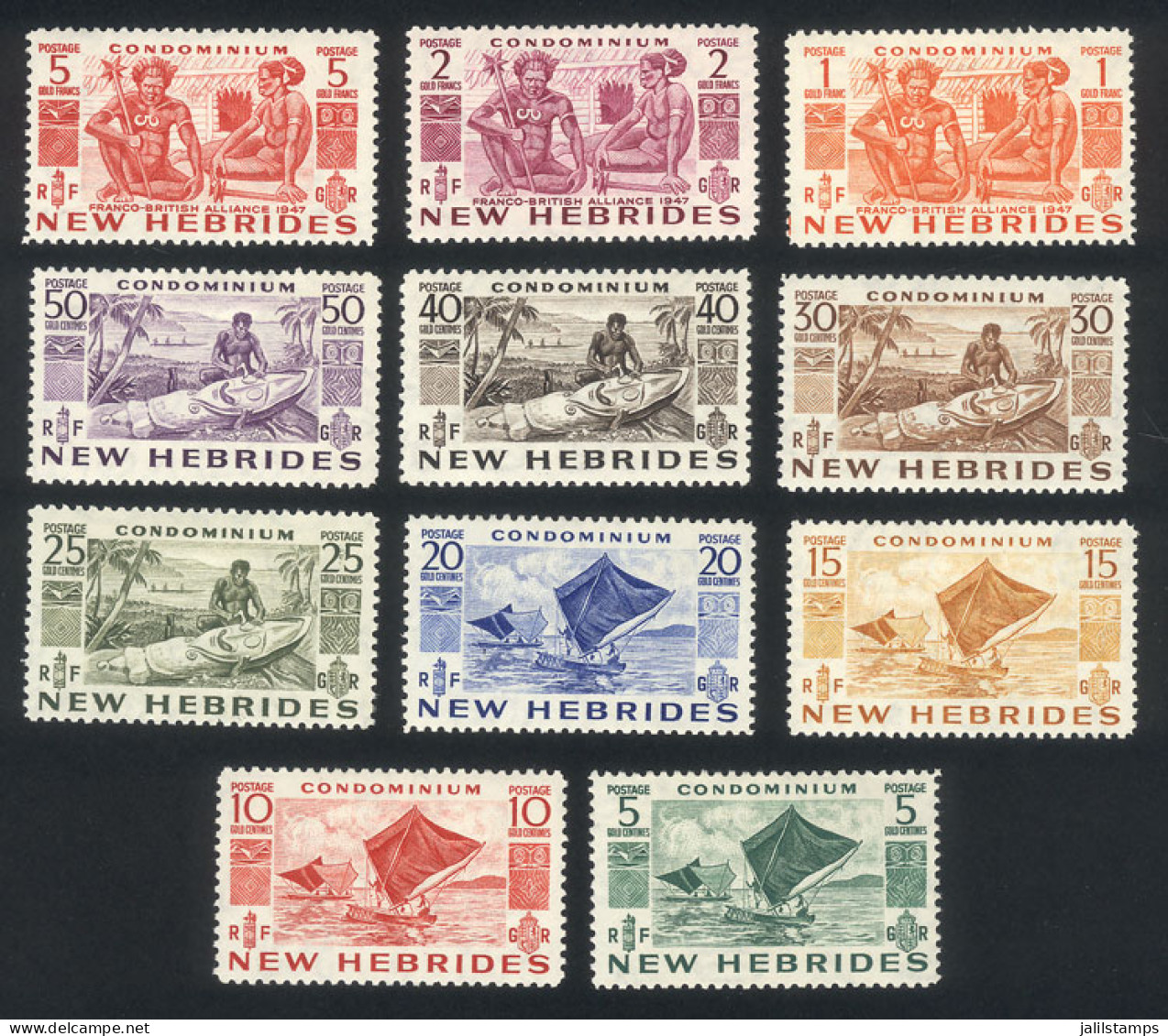 NEW HEBRIDES: Yvert 144/54, Art And Ships, Complete Set Of 11 Values, Very Fine Quality! - Other & Unclassified