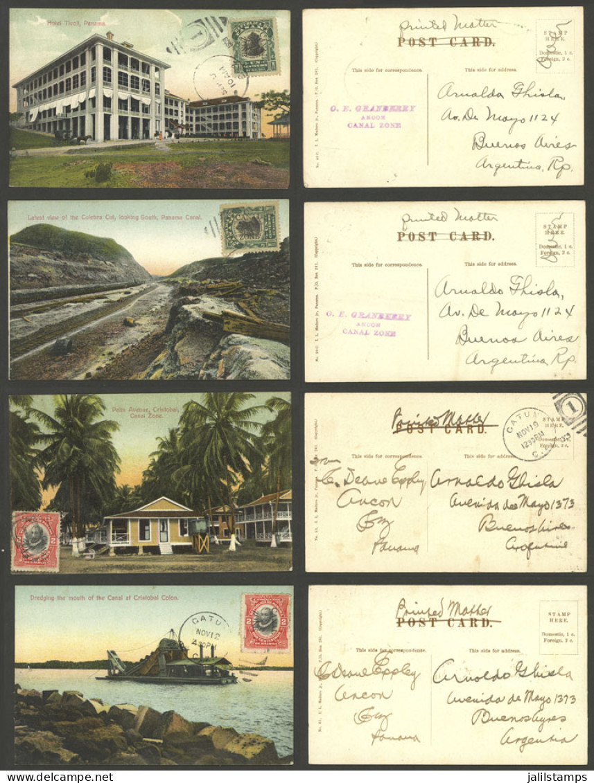 PANAMA - CANAL: 12 Postcards With Very Good Views, Sent To Argentina Between 1908 And 1916, There Are Varied Cancels (An - Panama