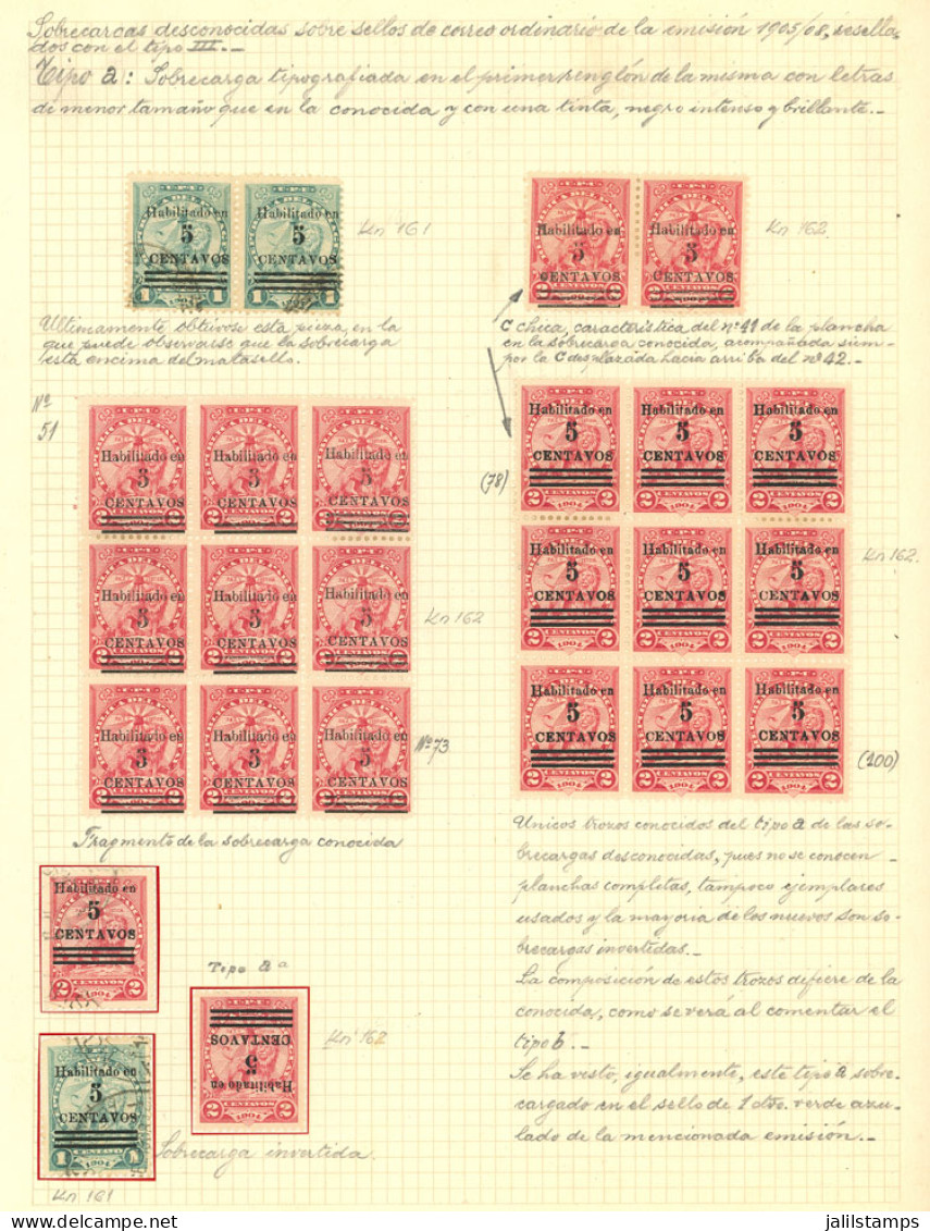 PARAGUAY: Sc.129 And Following, PERSONAL STUDY OF VICTOR KNEITSCHEL Of The Overprintes Of The Provisional Issue Of 1907/ - Paraguay