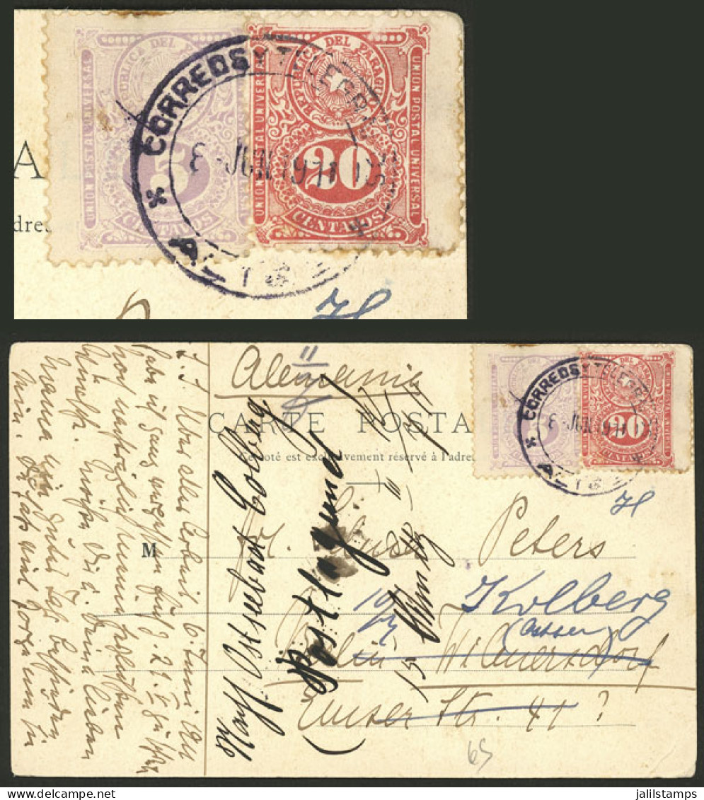 PARAGUAY: Postcard (view Of Agricultural School) Franked With 25c. And Sent From ALTOS To Germany (where It Was Forwarde - Paraguay