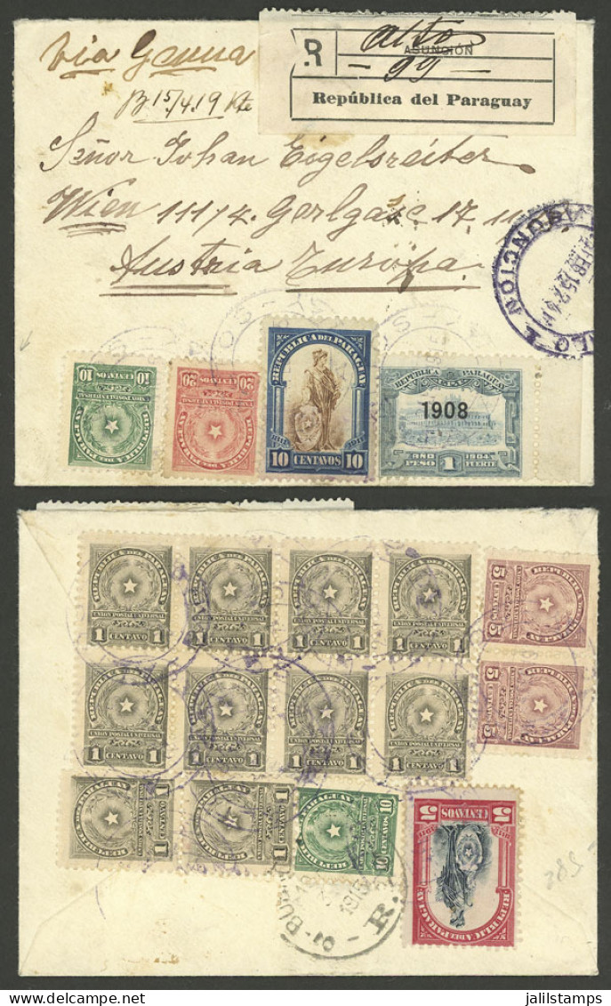 PARAGUAY: 22/FE/1915 ALTOS - Austria, Registered Cover (including Its Original Letter) With Spectacular Franking On Fron - Paraguay
