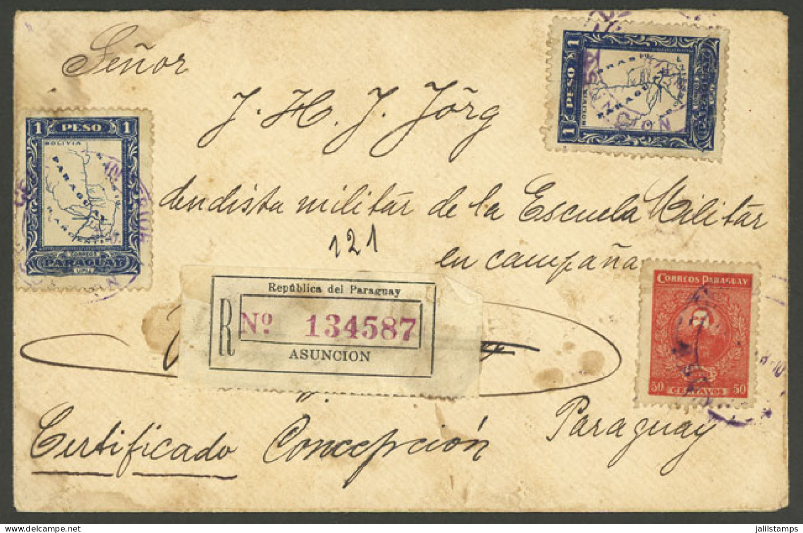 PARAGUAY: Cover Sent From Asunción To Concepción On 20/DE/1927 Franked With 2.50P., With Arrival Backstamps, Very Nice! - Paraguay