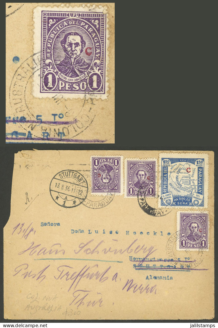 PARAGUAY: 3/JUN/1936 COLONIA NUEVA AUSTRALIA - Germany, Cover Franked With 4.50P. And Cancelled With This Very Rare Mark - Paraguay