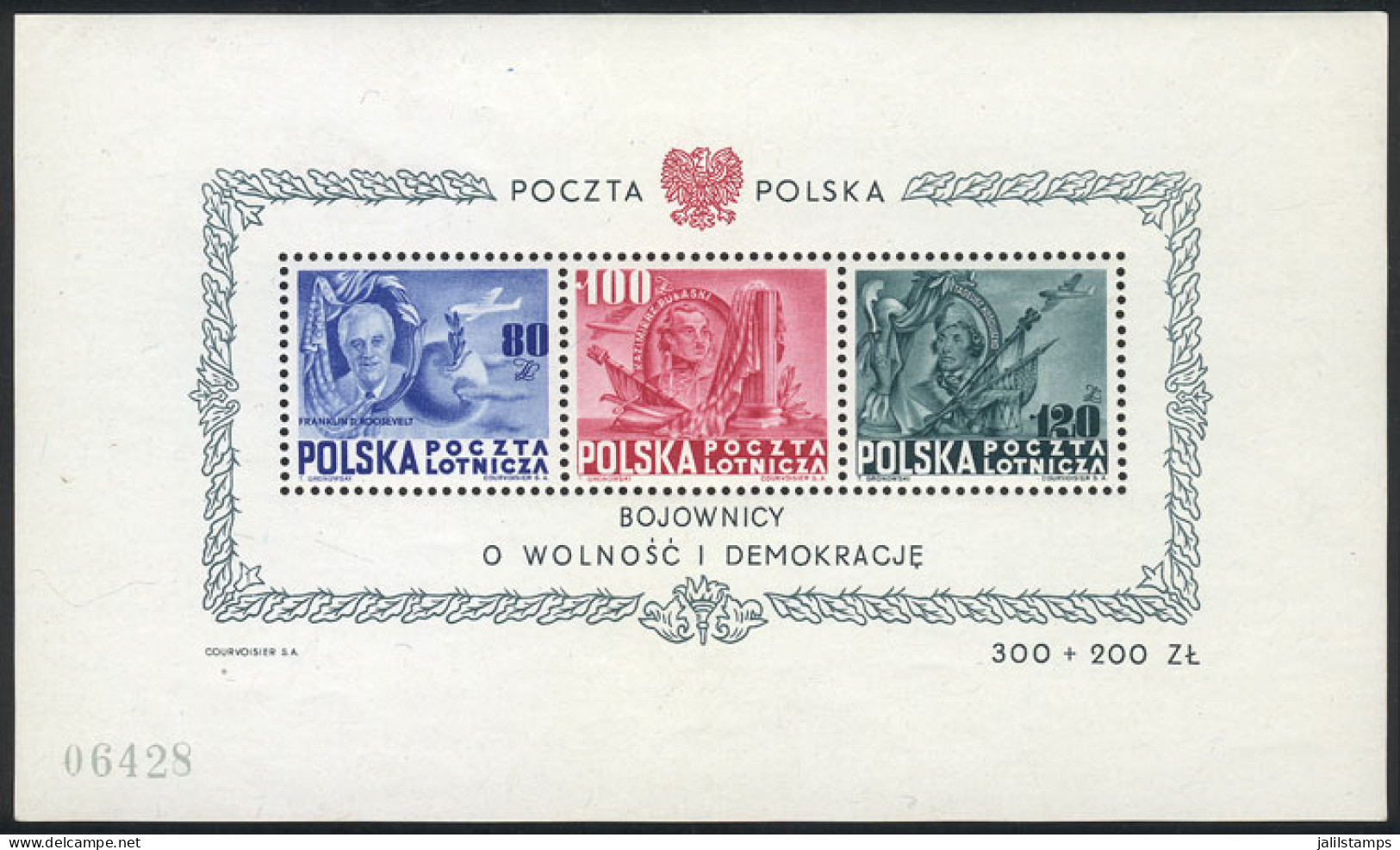 POLAND: Yvert 10, 1947 Intl. Bureau Of Education (flags, Airplanes, Roosevelt, Etc.), MNH, Very Fine Quality! - Sonstige & Ohne Zuordnung