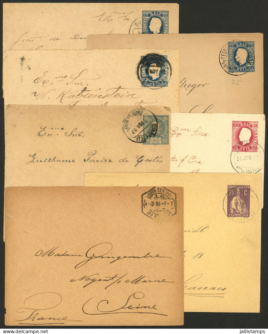 PORTUGAL: 7 Postal Cards Used Between 1886 And 1912, Varied Colors And Cancels, VF General Quality! - Other & Unclassified