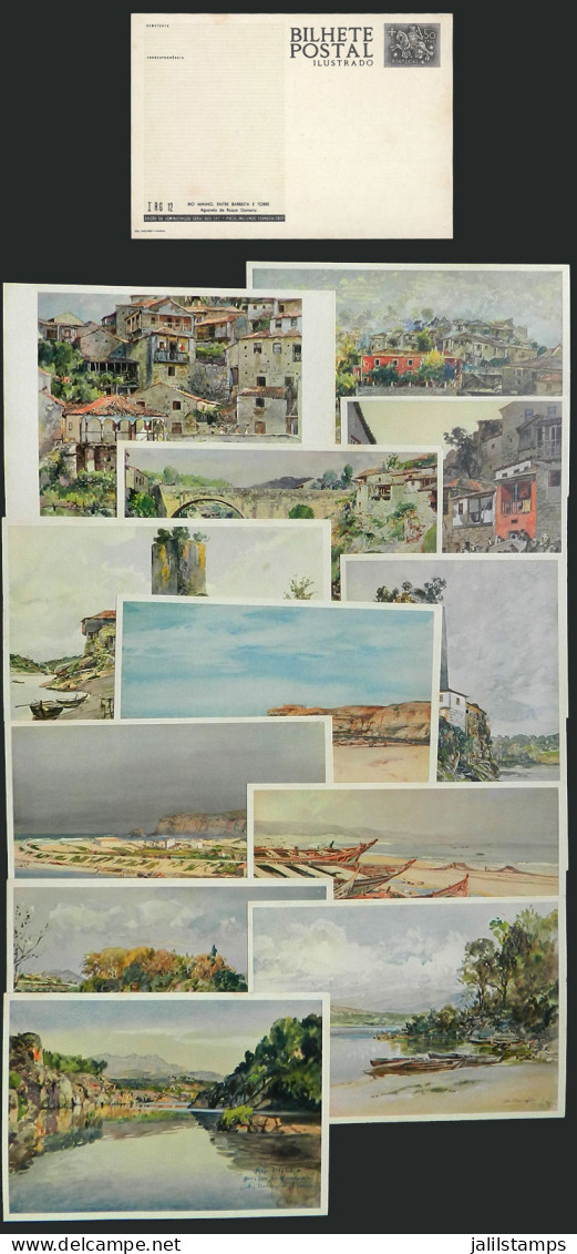 PORTUGAL: Set Of 12 Postal Cards Of 50c. Illustrated On Reverse With Views Of Watercolors By Roque Gameiro, VF General Q - Sonstige & Ohne Zuordnung