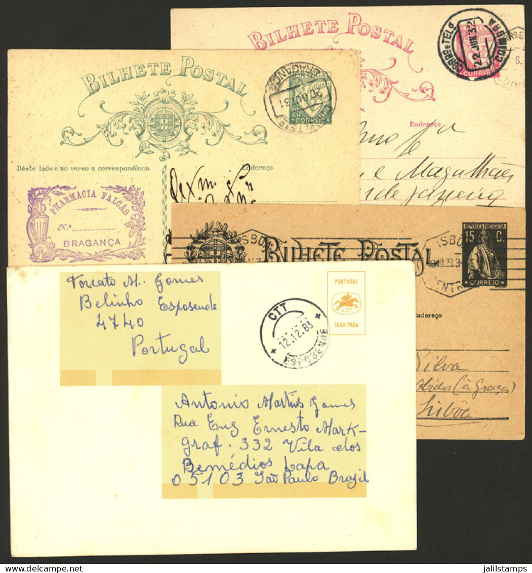 PORTUGAL: 4 Postal Stationeries Used Between 1923 And 1983, VF General Quality! - Autres & Non Classés