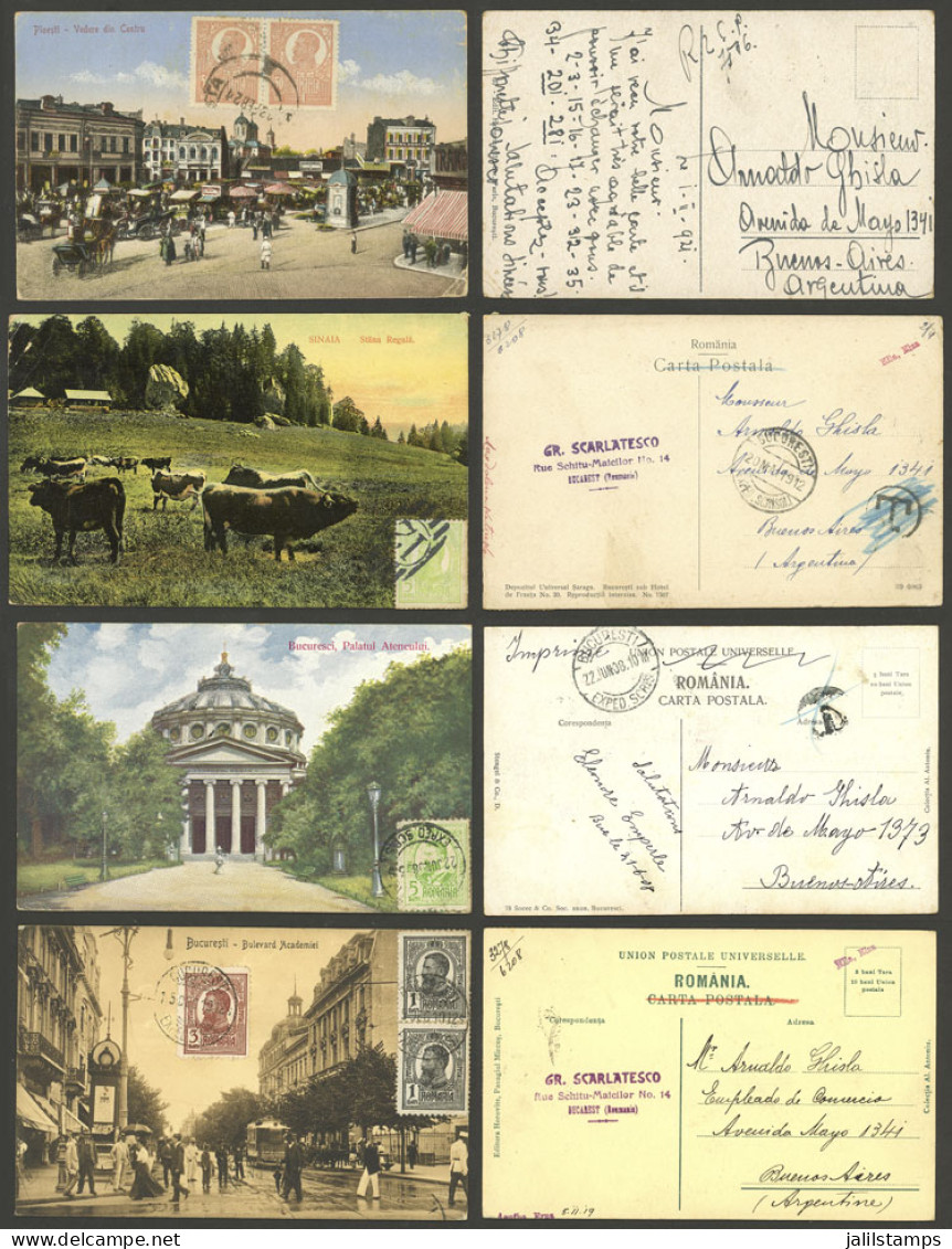 ROMANIA: 11 Postcards With Very Good Views, Sent To Argentina Between 1908 And 1933. ATTENTION: Please View ALL The Phot - Andere & Zonder Classificatie