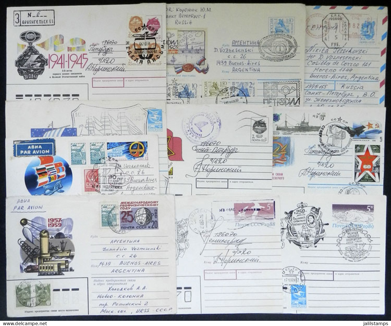 RUSSIA: THEMATIC COVERS: About 90 Covers And Cards (mostly Postal Stationeries) Of Early 1980s, Many Sent To Argentina,  - Sonstige & Ohne Zuordnung