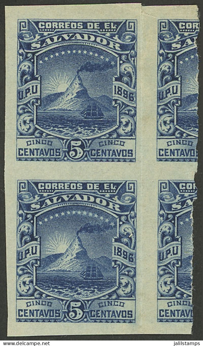 EL SALVADOR: Sc.157E, 1896 5c. Mount San Miguel (volcano), IMPERFORATE PAIR, Mint Original Gum, Very Attractive! - Salvador