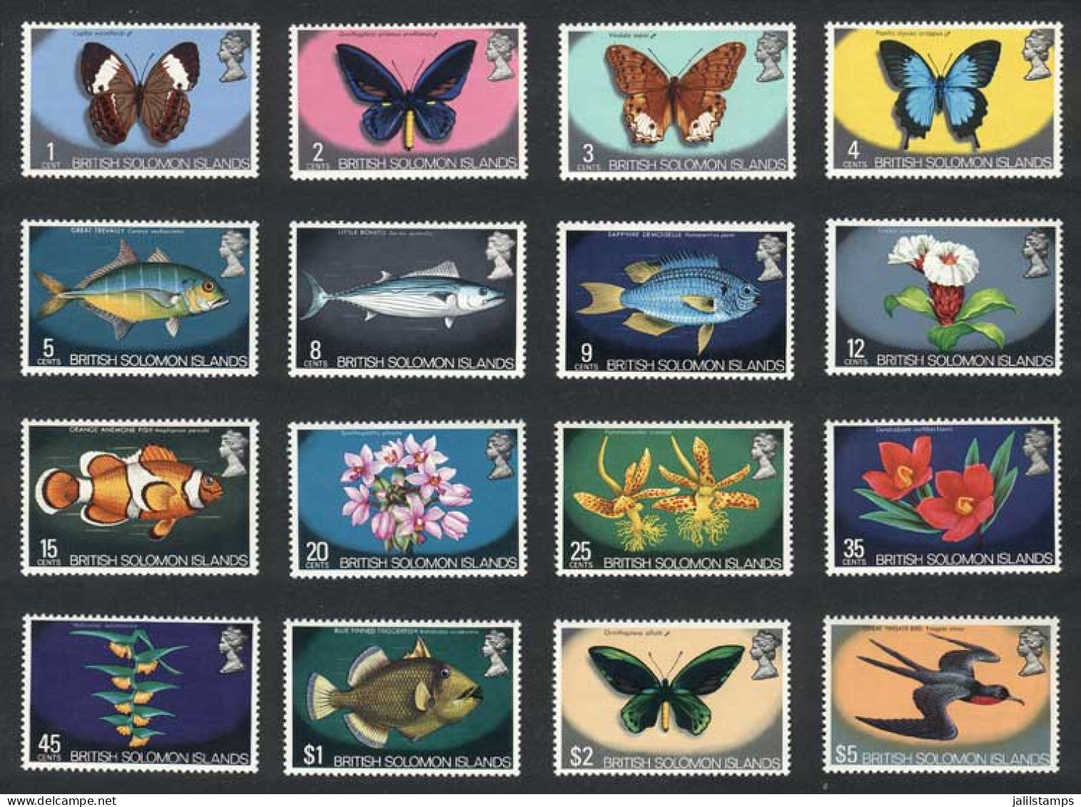 SOLOMON ISLANDS: Yvert 213/27 + 234, Animals, Birds, Fish And Flowers, Complete Set Of 16 Values, Excellent Quality! - Isole Salomone (...-1978)