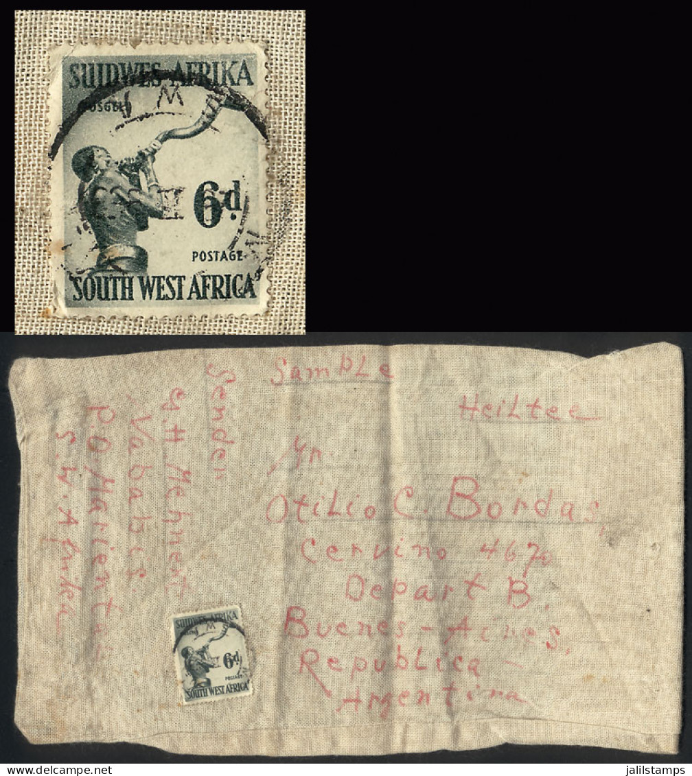 SOUTH AFRICA: Cloth Bag That Contained SAMPLES Sent From Mariental To Argentina (circa FE/1953) Franked With 6p., Fine Q - Sin Clasificación