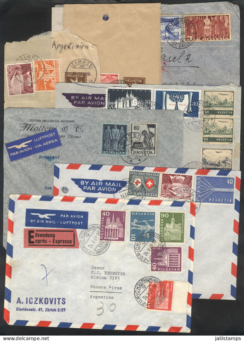 SWITZERLAND: 7 Covers And Wrappers Sent To Argentina Between 1944 And 1961, One With Double Nazi + Allied Censor, Some W - Sonstige & Ohne Zuordnung