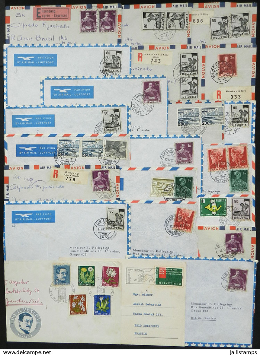 SWITZERLAND: 22 Covers Sent (mostly) To Brazil Between 1954 And 1960, Interesting, Fine General Quality. - Autres & Non Classés