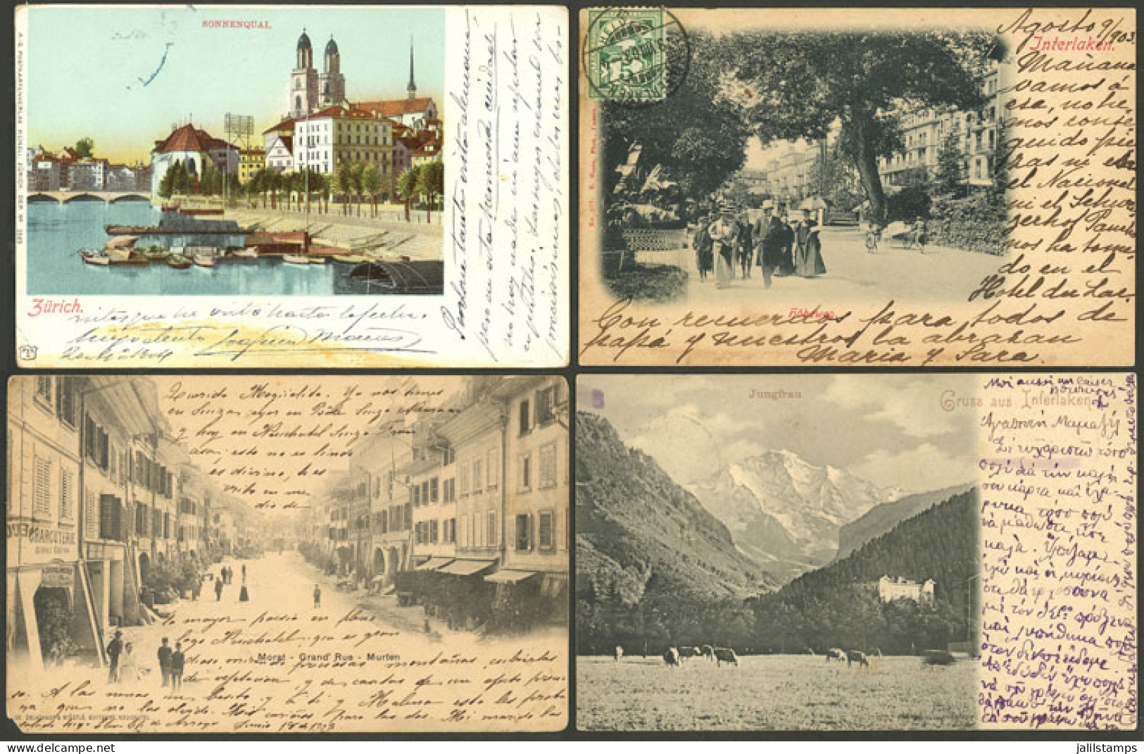 SWITZERLAND: 69 Old Postcards, Several With Very Good Views, Some Sent To Argentina, Very Fine General Quality (some Wit - Sonstige & Ohne Zuordnung