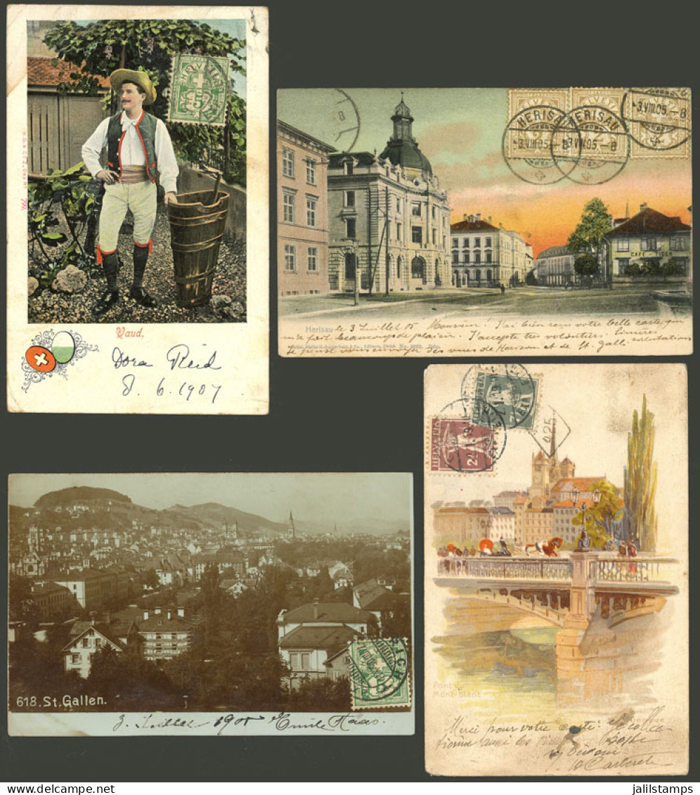 SWITZERLAND: 25 Old Postcards, Several With Very Good Views, Some Sent To Argentina, Very Fine General Quality. IMPORTAN - Otros & Sin Clasificación