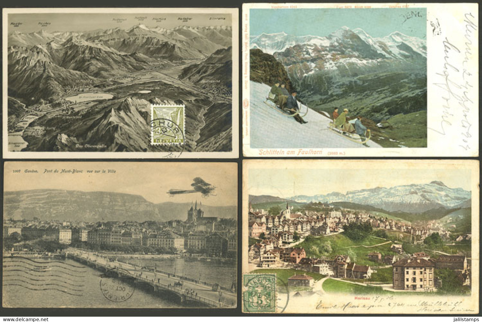 SWITZERLAND: 92 Old Postcards, Several With Very Good Views, Some Sent To Argentina, Very Fine General Quality (some Wit - Sonstige & Ohne Zuordnung