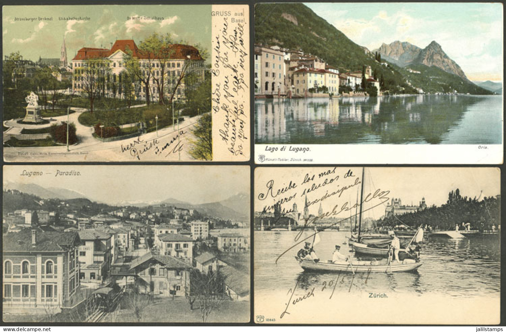 SWITZERLAND: 64 Old Postcards, Several With Very Good Views, Some Sent To Argentina, Very Fine General Quality (some Wit - Other & Unclassified