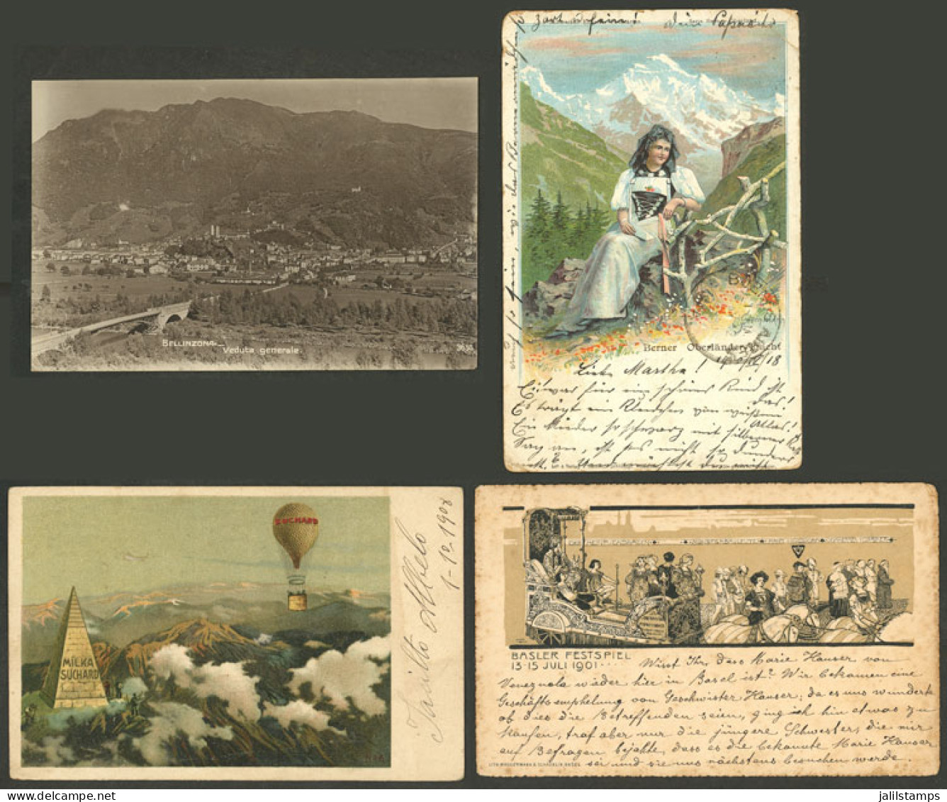SWITZERLAND: 35 Old Postcards, Several With Very Good Views, Some Sent To Argentina, Very Fine General Quality (some Wit - Andere & Zonder Classificatie
