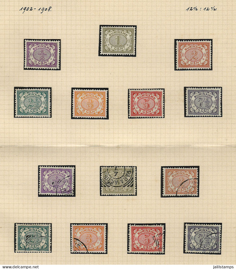 SURINAME: Sc.44/50, The Set Of 7 Values, Mint And Used, On An Album Page Of An Old Collection, Very Fine Quality, Catalo - Surinam