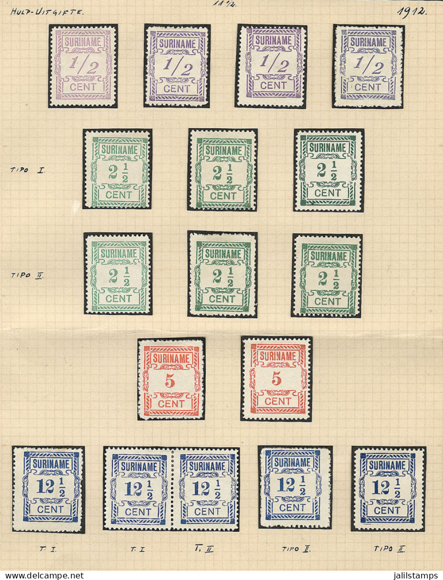 SURINAME: Sc.70/73, 1912 Complimentary Issue, Cmpl. Set Of 4 Values Mounted On 2 Album Pages Of An Old Collections, Incl - Suriname