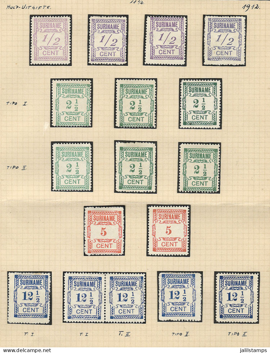 SURINAME: Sc.70/73, 1912 Complimentary Issue, Cmpl. Set Of 4 Values Mounted On 2 Album Pages Of An Old Collections, Incl - Surinam