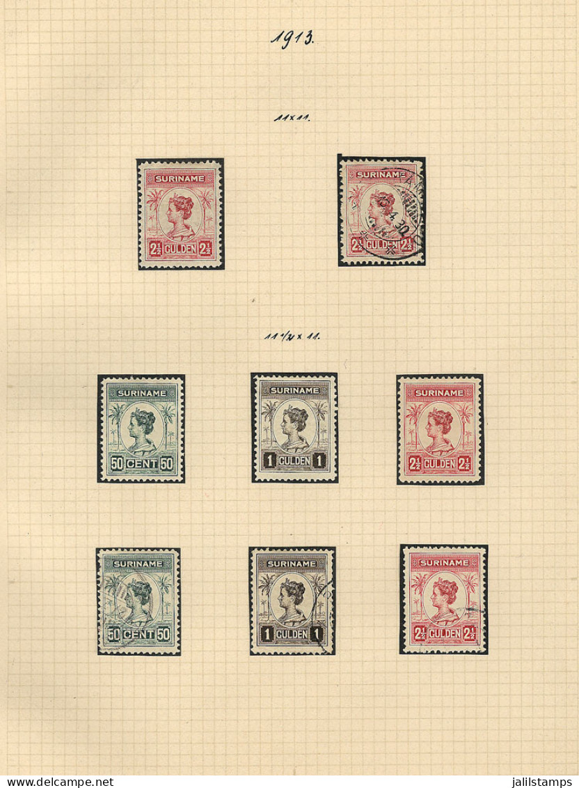 SURINAME: Collection Of Stamps Issued Between 1913 And 1938 On Album Pages, Including Mint And Used Stamps And Sets, And - Surinam