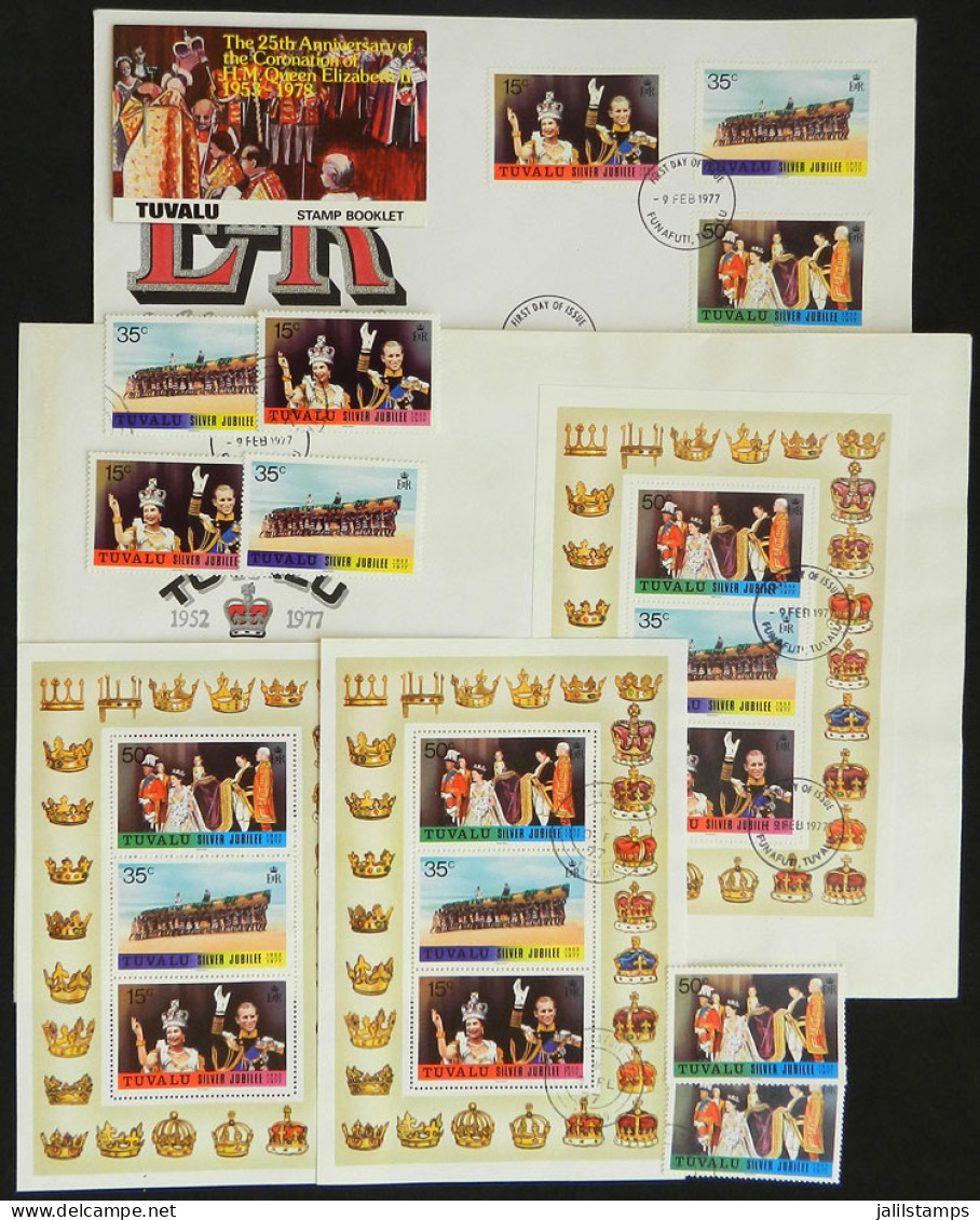 TUVALU: Lot Of Sets And Souvenir Sheets MNH And Used + FDC Covers + Booklet, QUEEN ELIZABETH, All Of Excellent Quality! - Tuvalu (fr. Elliceinseln)