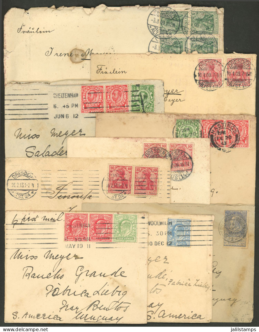 WORLDWIDE: 9 Covers Of Several Countries, All Sent To FRAY BENTOS (Uruguay) Over 100 Years Ago! - Other & Unclassified