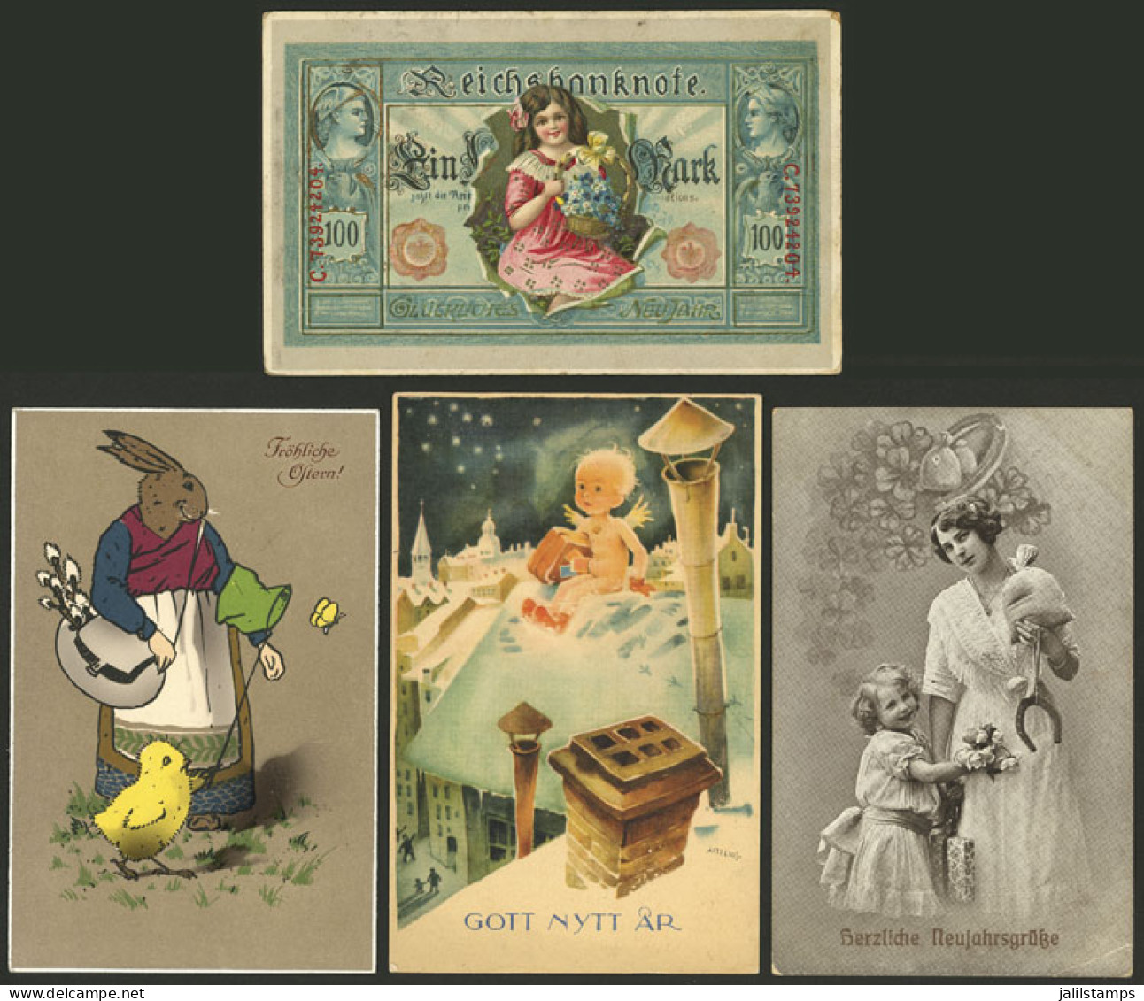 WORLDWIDE: EASTER, NEW YEAR, ETC: 12 Old Postcards Of Several Countries With Very Good Views, In General Of VF Quality.  - Andere & Zonder Classificatie