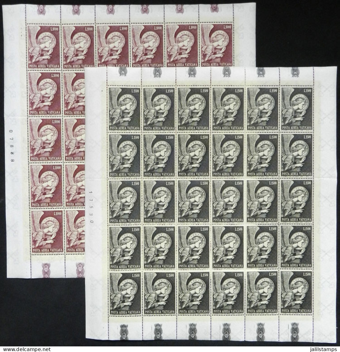 VATICAN: Sc.C53/C54, 1968 Gabriel Archangel, The Set Of 2 Values In Complete Sheets Of 30 Stamps, MNH, VF Quality (with  - Other & Unclassified