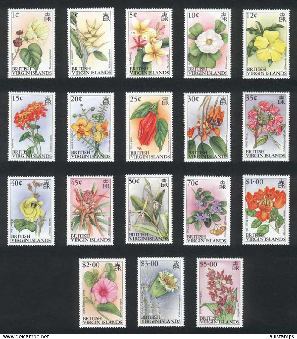 VIRGIN ISLANDS: Yvert 670/687, Flowers, Set Of 18 Values, Excellent Quality! - British Virgin Islands