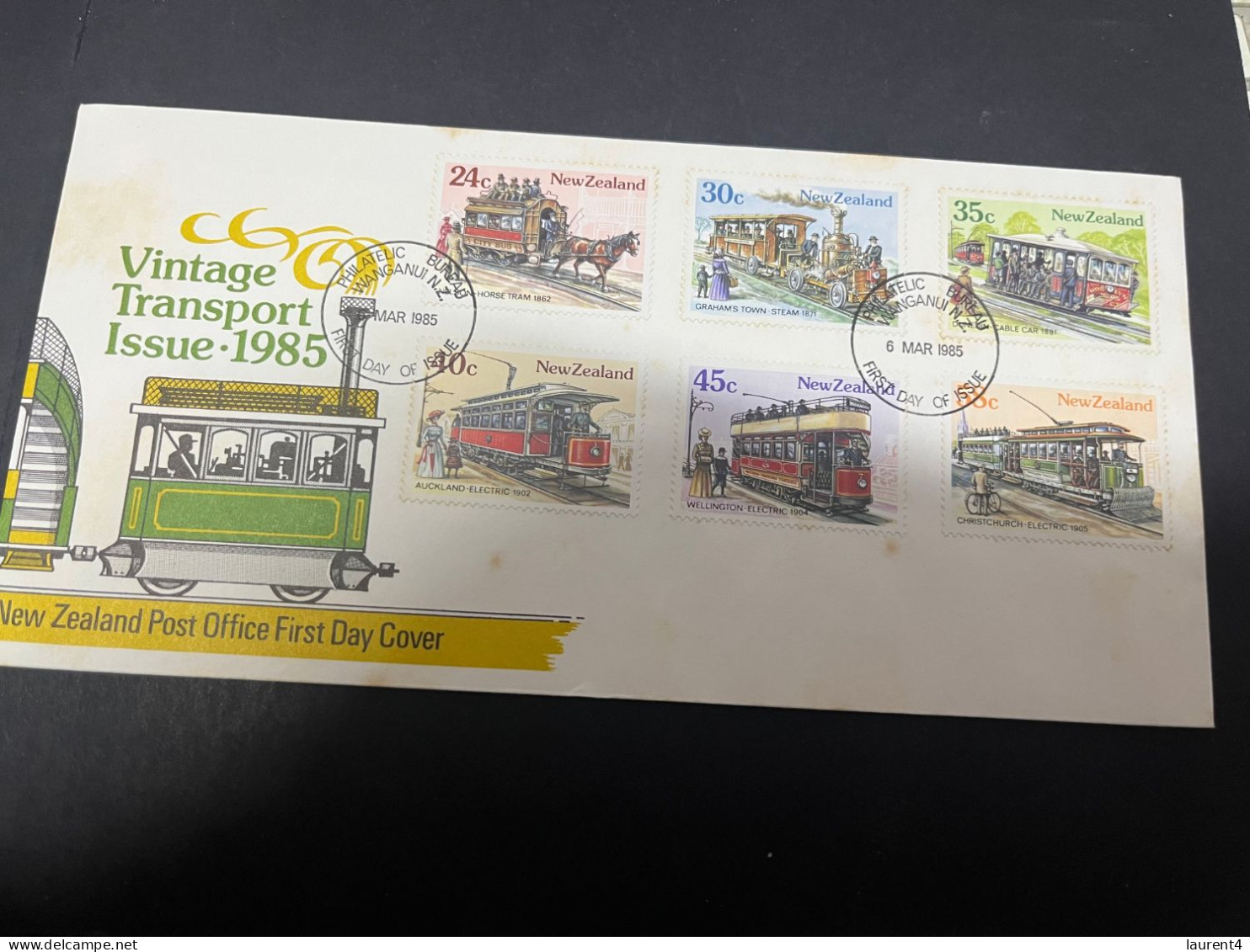 20-4-2024 (2 Z 34) FDC - New Zealand - Not Posted - 1985 - Vintage Transport (light Rust) Tramways - FDC