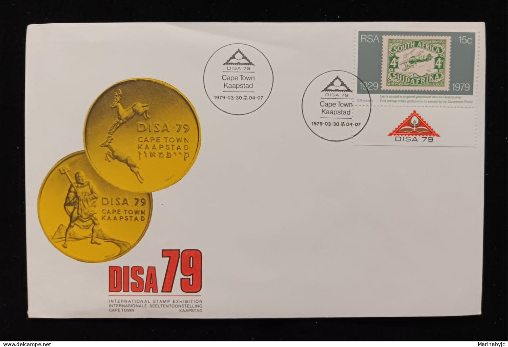 D)1979, SOUTH AFRICA, FIRST DAY COVER, ISSUE, 50TH ANNIVERSARY OF THE FIRST STAMP PRINTED EXCLUSIVELY IN SOUTH AFRICA, I - Africa (Varia)