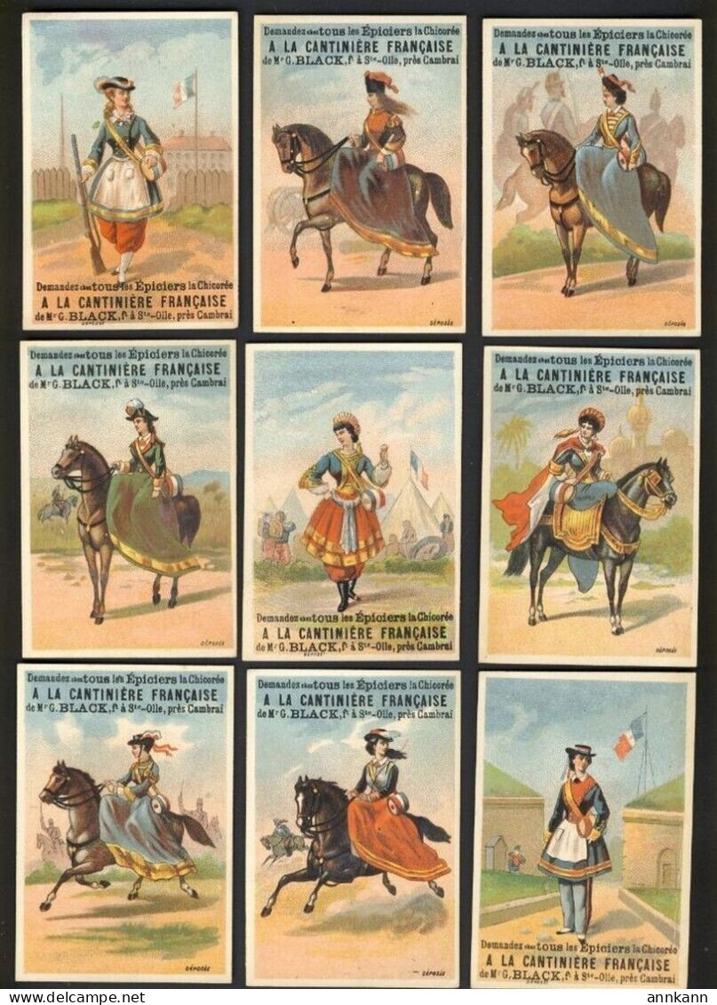 12x Women La Chicoree De G Black - FRANCE Victorian Trade Card VTC Chromo - Sonstige & Ohne Zuordnung