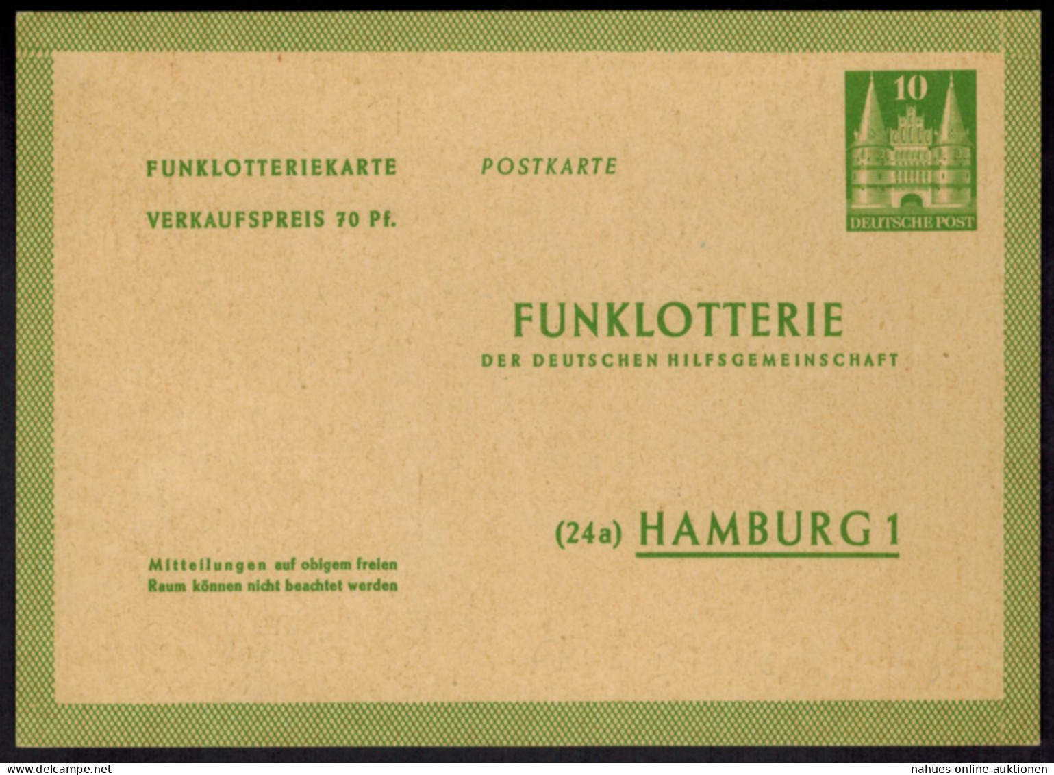 Bizone Ganzsache FP 2 I. Funklotterie Ausgabe 1950 Kat.-Wert 75,00 - Other & Unclassified