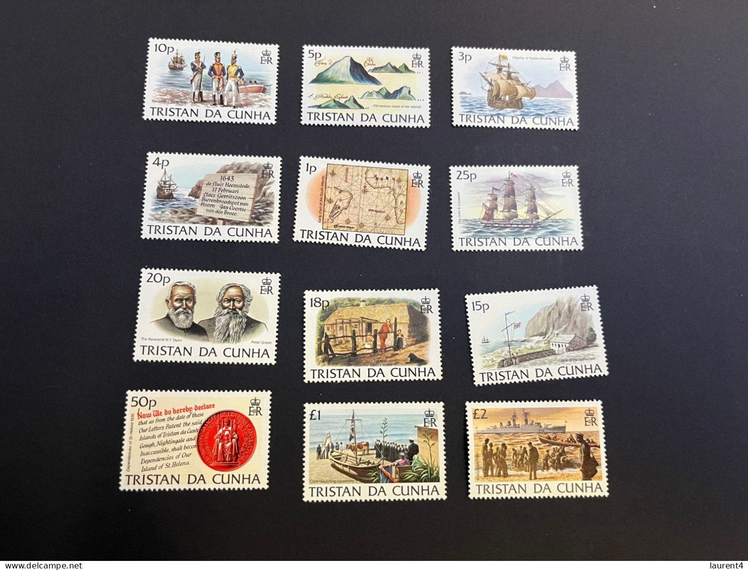 20-4-2024 (stamp) Mint - Tristan Da Cunha - History Set Of 12 (as Seen Front And Back) - Andere & Zonder Classificatie