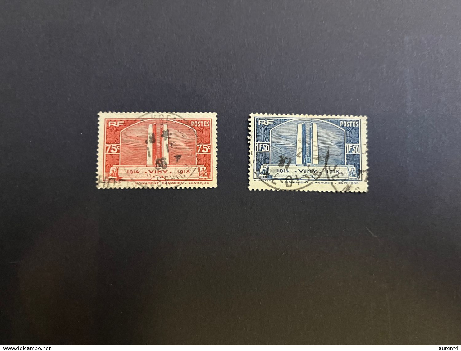 20-4-2024 (stamp) 2 Used Stamp - FRANCE - Vimy Memorial - Gebraucht