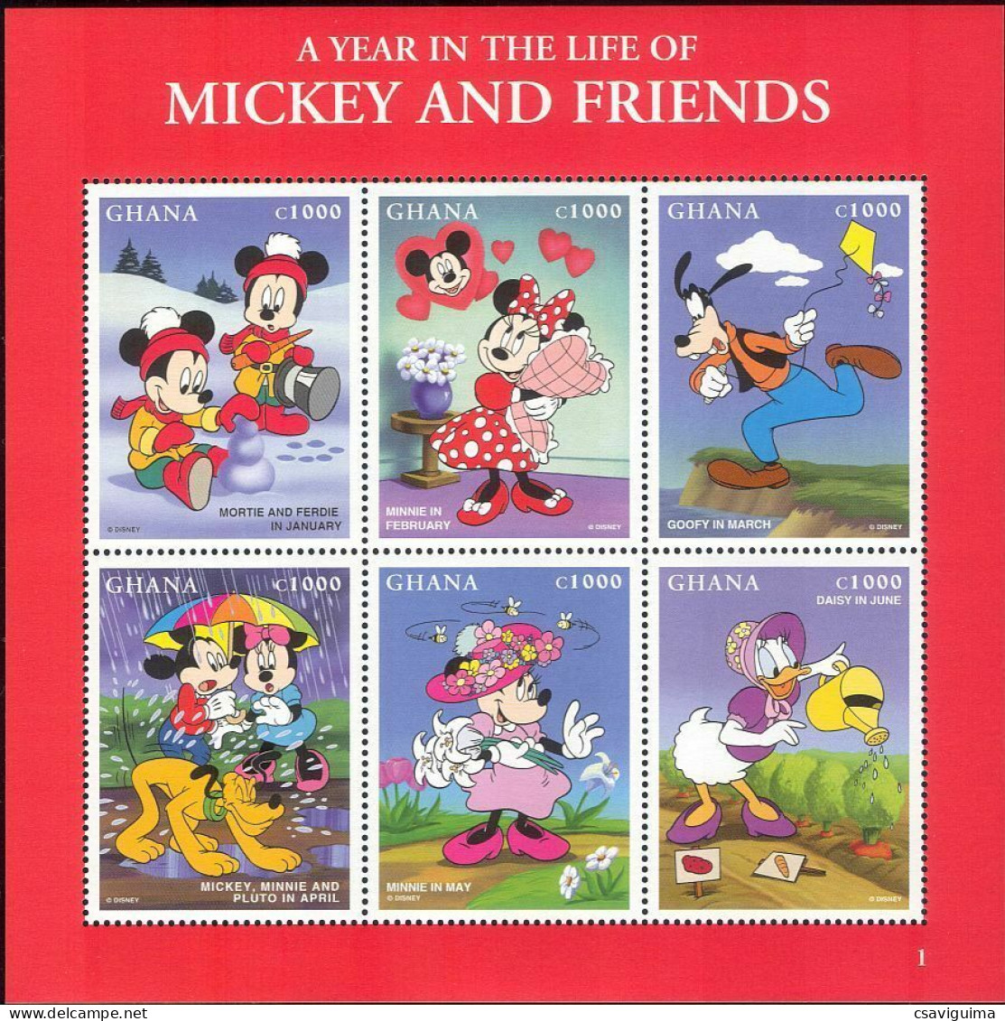 Ghana - 1997 - Disney: Mickey And Friends - Yv 2164/69 - Disney