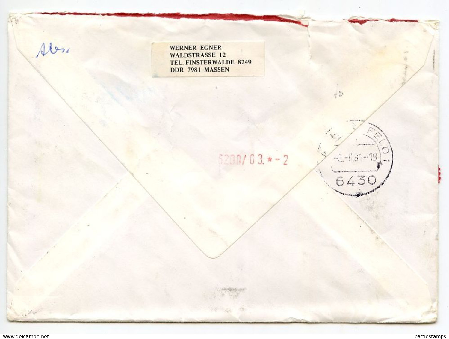 Germany East 1981 Registered Express Cover; Finsterwalde To Wiesbaden; 30pf. Halle & Three 50pf. Berlin Stamps - Lettres & Documents