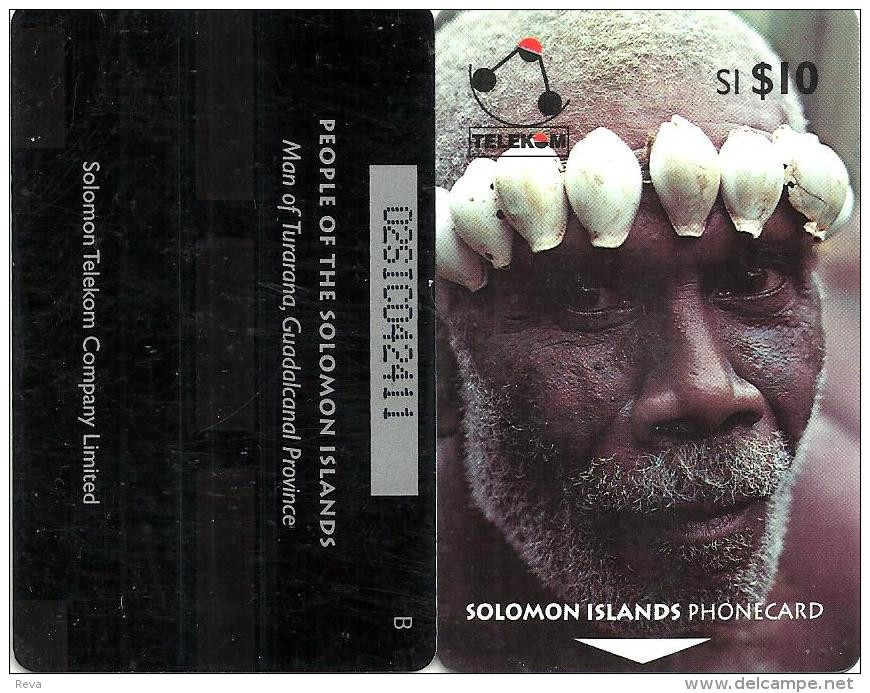 SOLOMON ISLANDS $10 PEOPLE OF SI MAN FROM TURARANA 1ST TYPE "B" ON REVERSE 1993 GPT CODE: SOL-05A READ DESCRIPTION !! - Isole Salomon