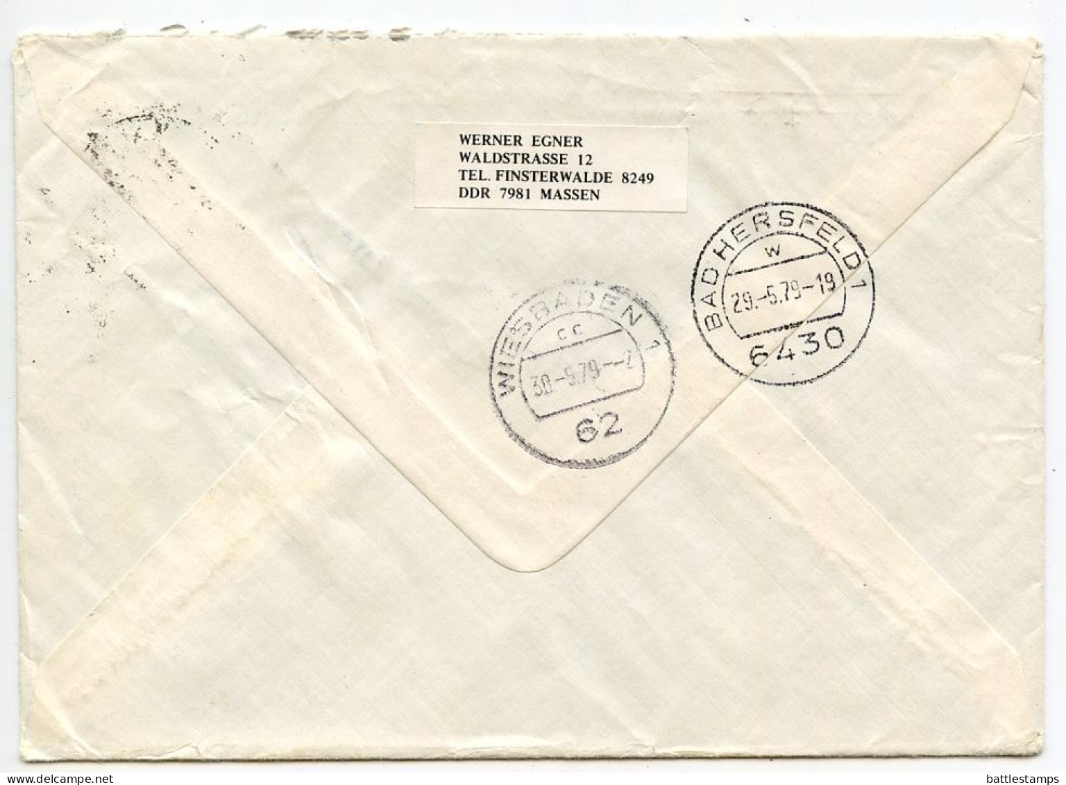 Germany East 1979 Registered Express Cover; Finsterwalde To Wiesbaden; Mix Of Definitive Stamps - Briefe U. Dokumente