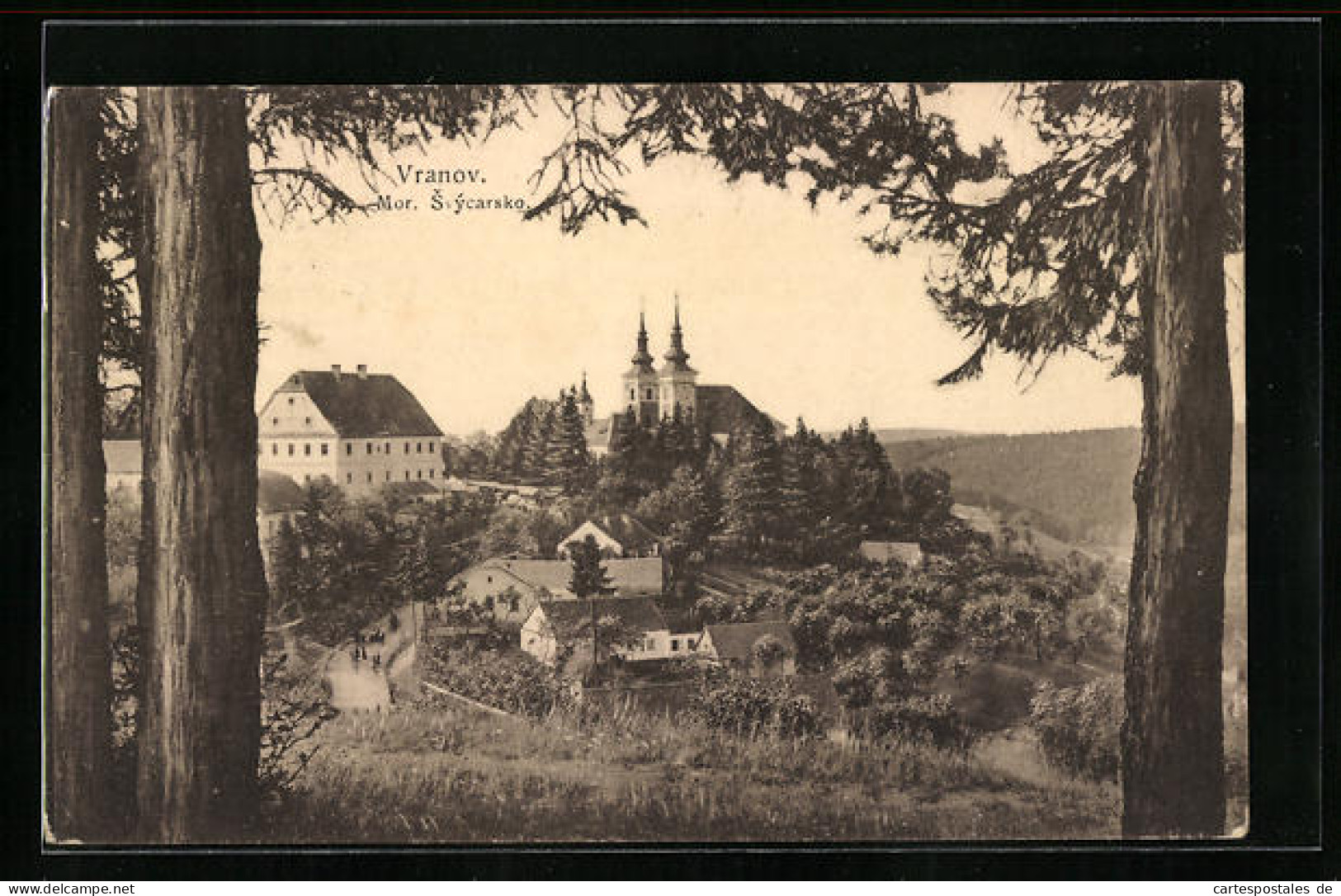 AK Vranov, Mor. Svycarsko, Panorama, Kostel  - Tchéquie