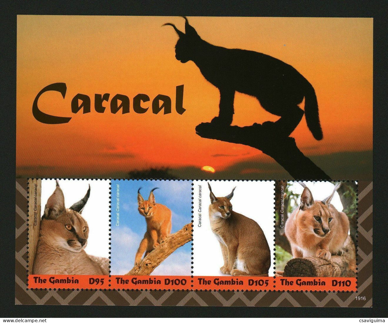Gambia - 2019 - Mammals: Cats - Caracal - Yv 6022/25 - Félins