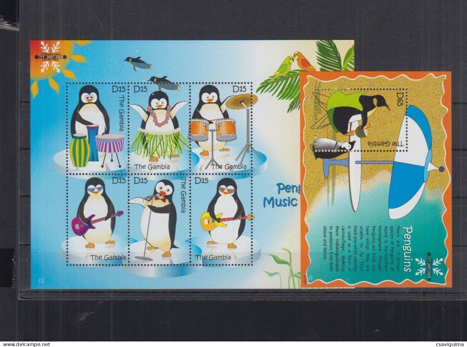 Gambia - 2007 - Penguins Music Festival - Yv 4641/46 + Bf 658 - Pinguïns & Vetganzen