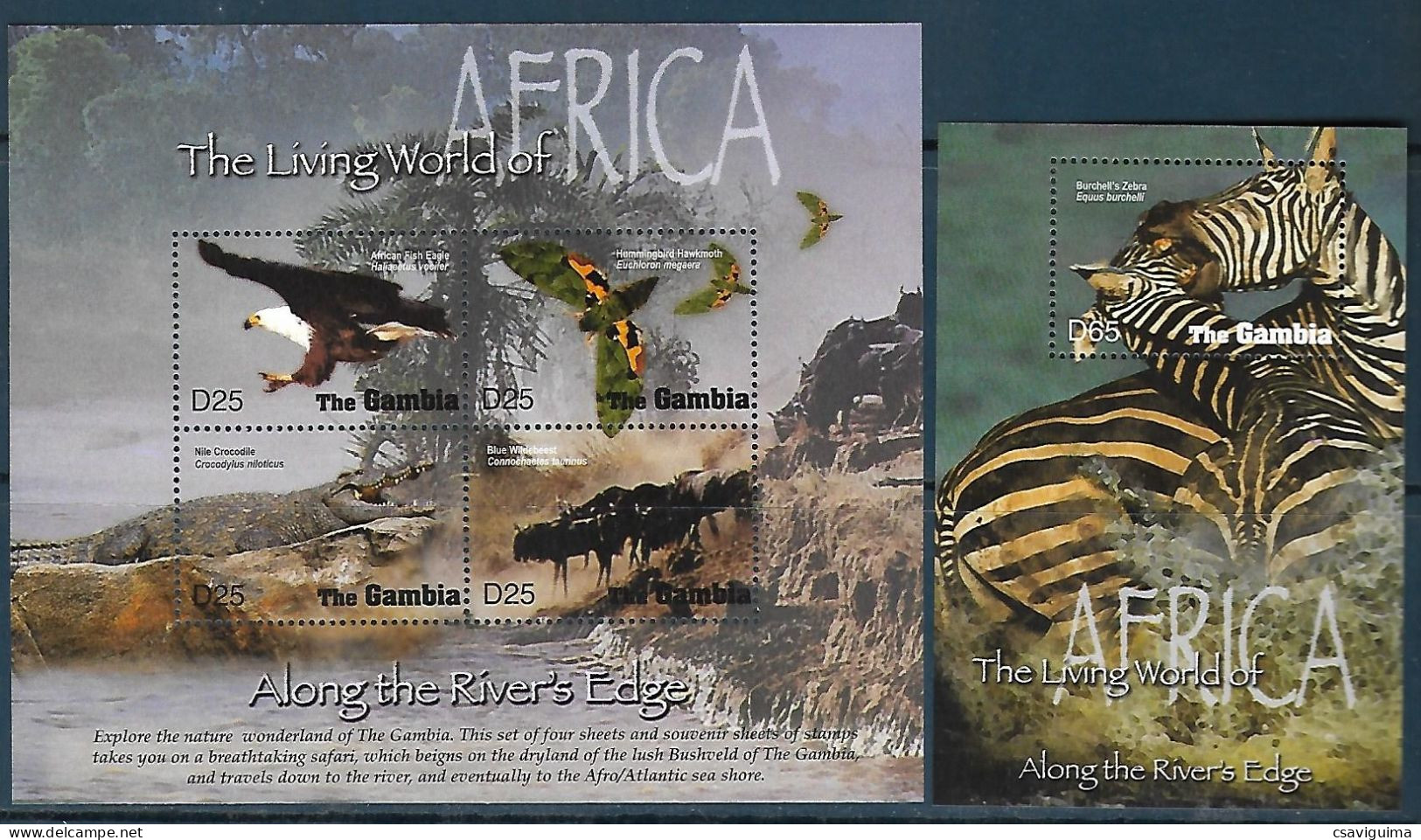 Gambia - 2005 - The Living World Of Africa - Yv 4399/02 + Bf 634 - Adler & Greifvögel