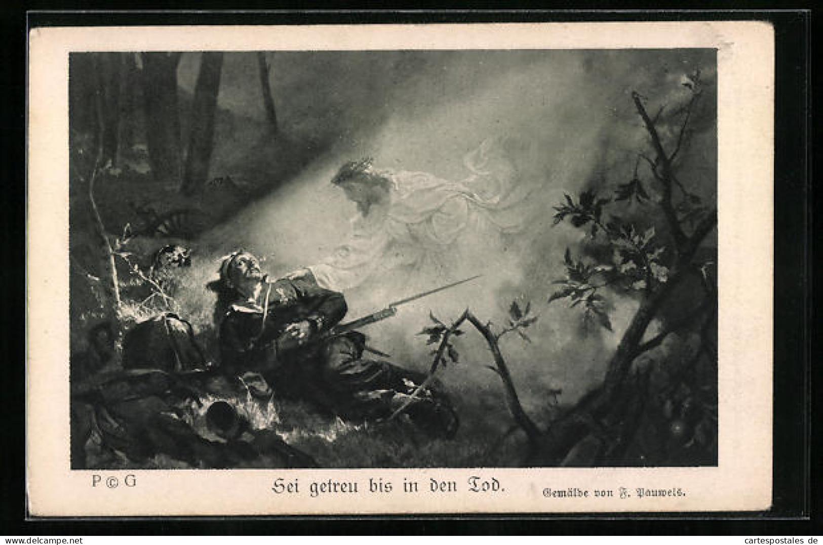 AK Sei Getreu Bis In Den Tod, Christus Holt Sterbenden Soldaten Zu Sich  - Oorlog 1914-18