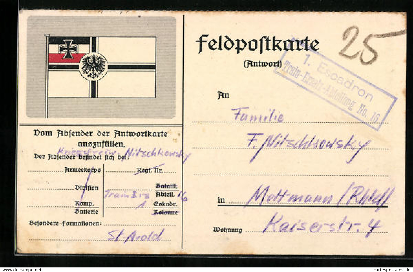 AK Reichskriegsflagge Auf Einer Feldpostkarte  - War 1914-18