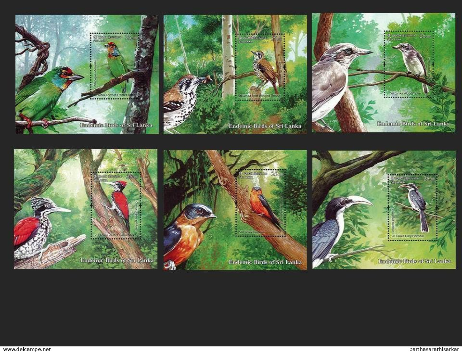SRI LANKA 2021 ENDEMIC BIRDS OF SRI LANKA COMPLETE SET OF 6V MINIATURE SHEET MS MNH - Andere & Zonder Classificatie